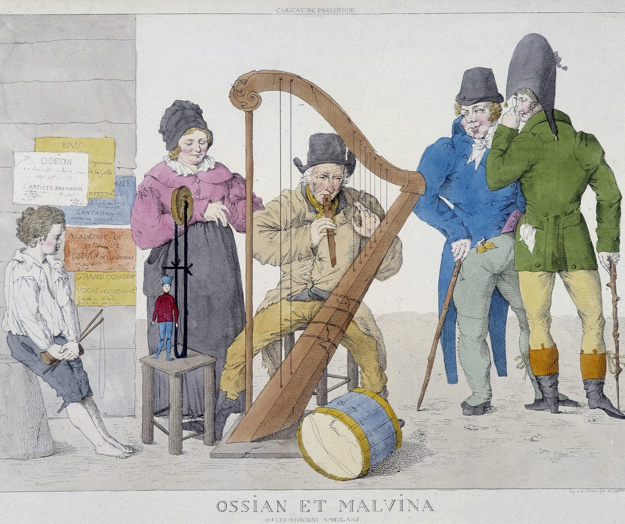 Rodina cestujících hudebníků v 19. století od Unknown artist