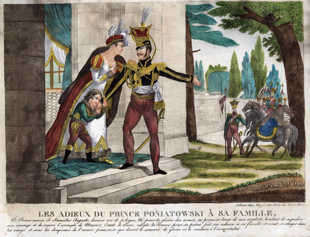 Rozloučení prince Josefa (Jozef) Antoni Poniatowski (1763-1813) s rodinou, rytina doby od Unknown artist