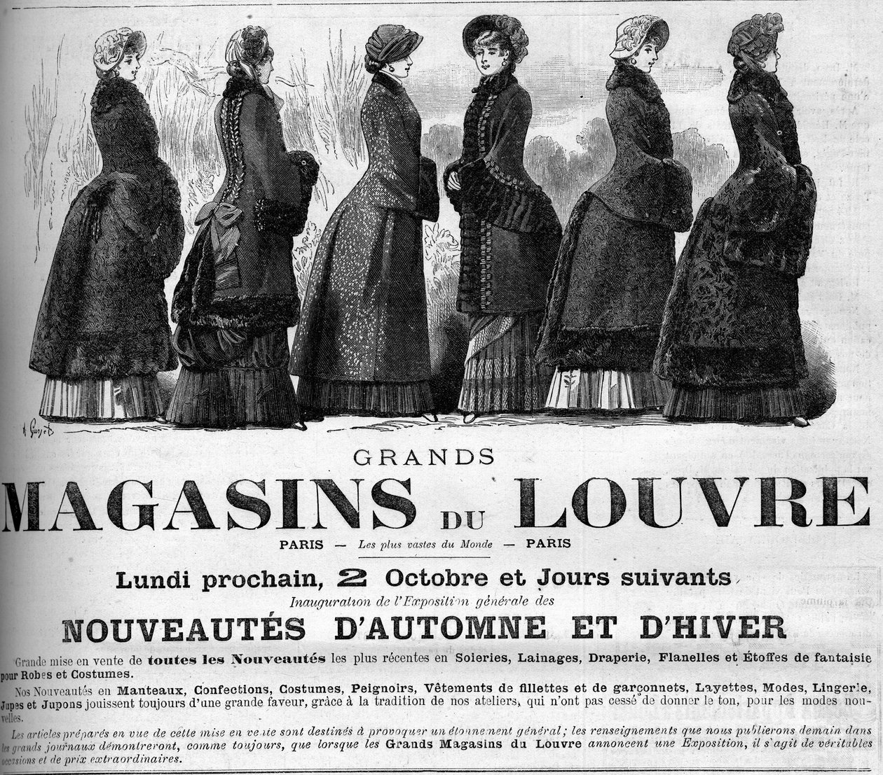 Ženská móda 19. století: reklama na obchodní domy Louvre od Unknown artist