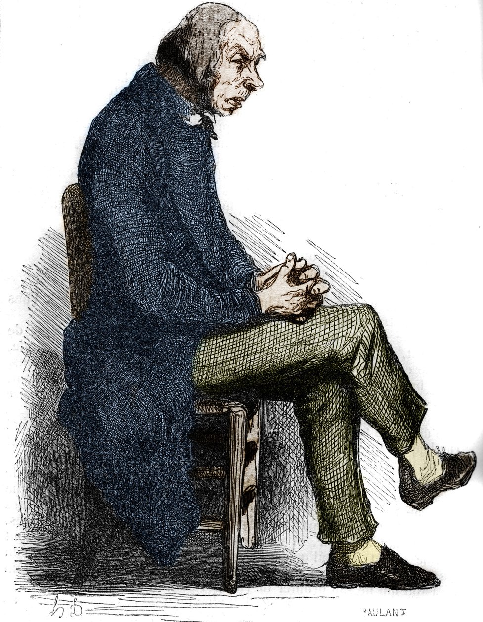 Otec Goriot. Rytina poloviny 19. století. Ilustrace k „Otec Goriot“ od Honore de Balzac (1799-1850). od Unknown artist