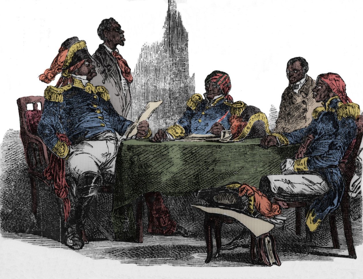 Faustin Soulouque (1782-1867) dit Faustin I., císař Haiti v letech 1847 až 1859, zastoupený na setkání Rytina z „Emporio picturesco“ 1850 od Unknown artist