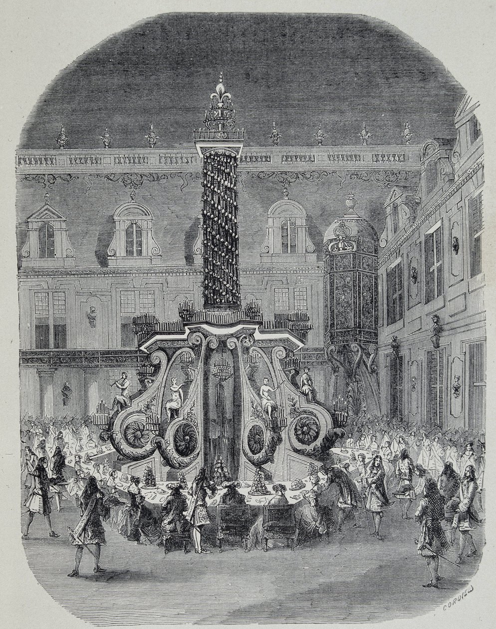 Svátek Ludvíka XIV. (svátek na mramorovém nádvoří ve Versailles). od Unknown artist