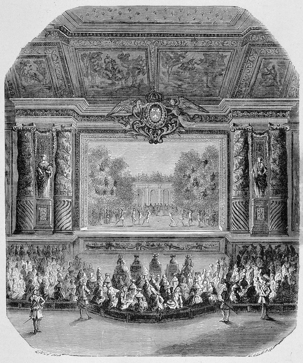Slavnost Ludvíka XIV. od vévody ze Saint Aignan (hudební komedie, hraná v parku Versailles) Rytina od Unknown artist