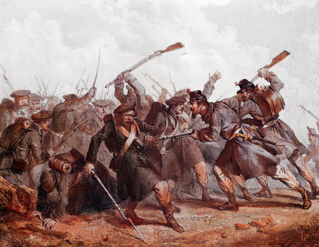 Boj mezi ruskou armádou a anglickou, osmanskou a francouzskou koalicí od Unknown artist