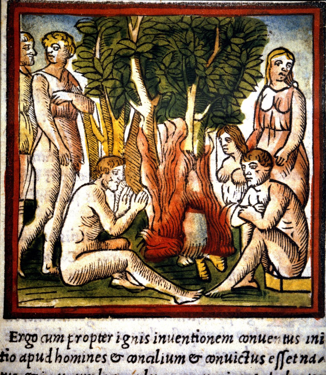 Oheň a primitivové - v ""De architectura"" z Vitruva od Unknown artist