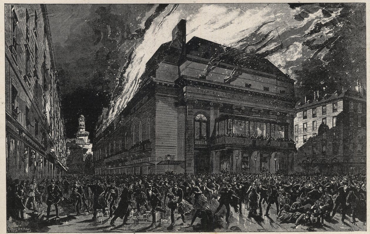 Fire of the Opera comique v Paříži 25. května od Unknown artist