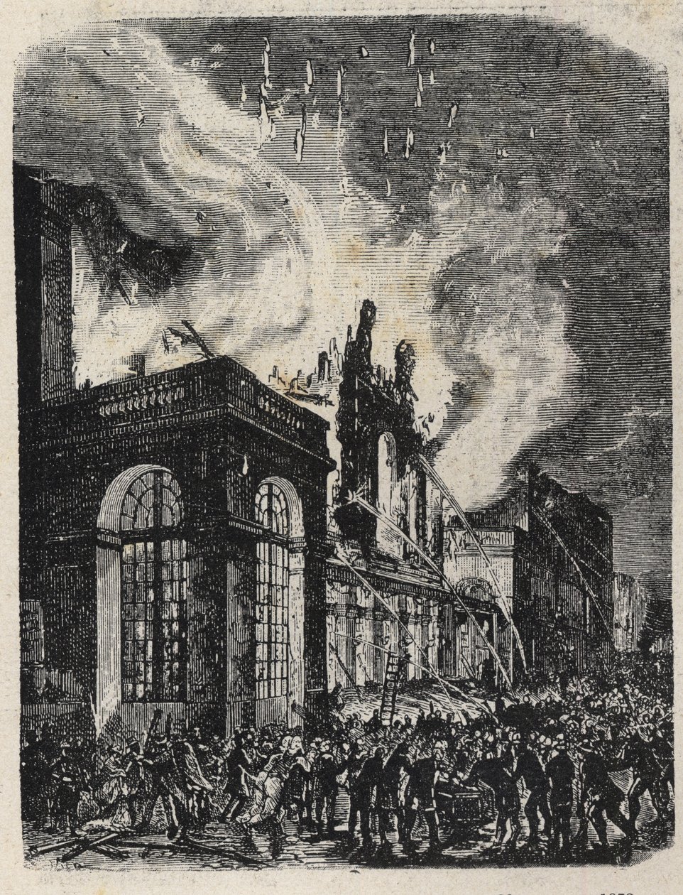 Požár Opery de la rue Lepelletier (Le Peletier) v Paříži 28. října od Unknown artist