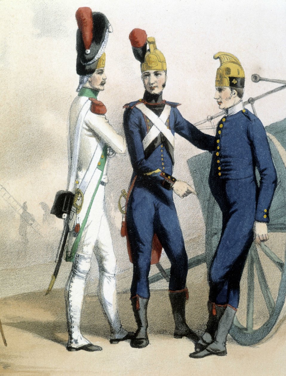 Hasiči v uniformách - cca. 1850 od Unknown artist