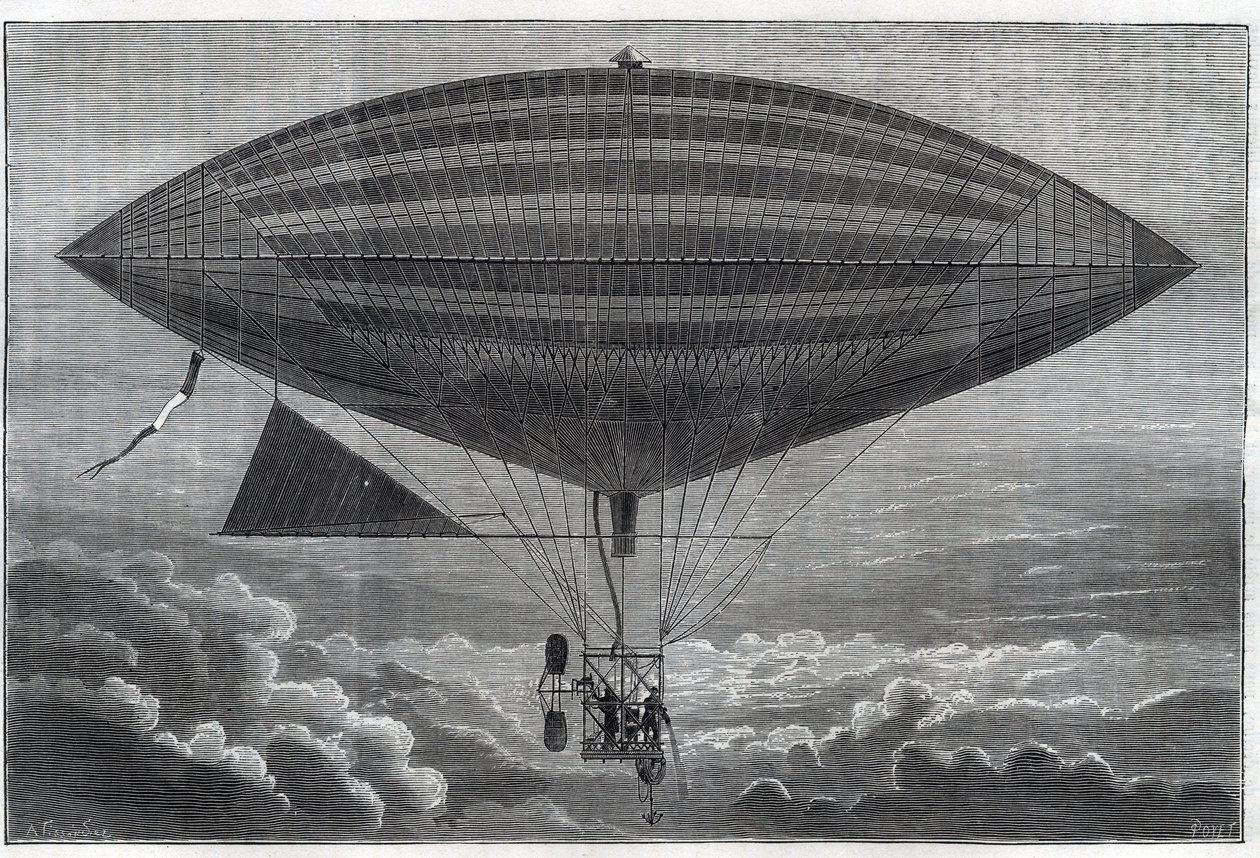 První elektrický aerostat na šroubovici, experimentovali Albert (1839-1906) a Gaston Tissandier (Tissendier) (1843-1899), francouzský vědec, redaktor časopisu „La Nature“ v pondělí 8. od Unknown artist