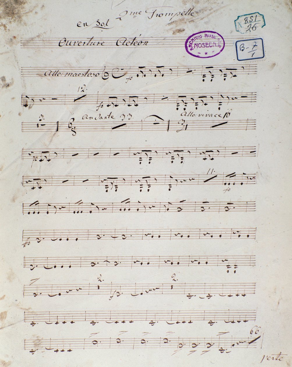 První strana hudební partitury “” Acteon”” anglické opery comique od Daniela Francoise Esprita Aubera od Unknown artist