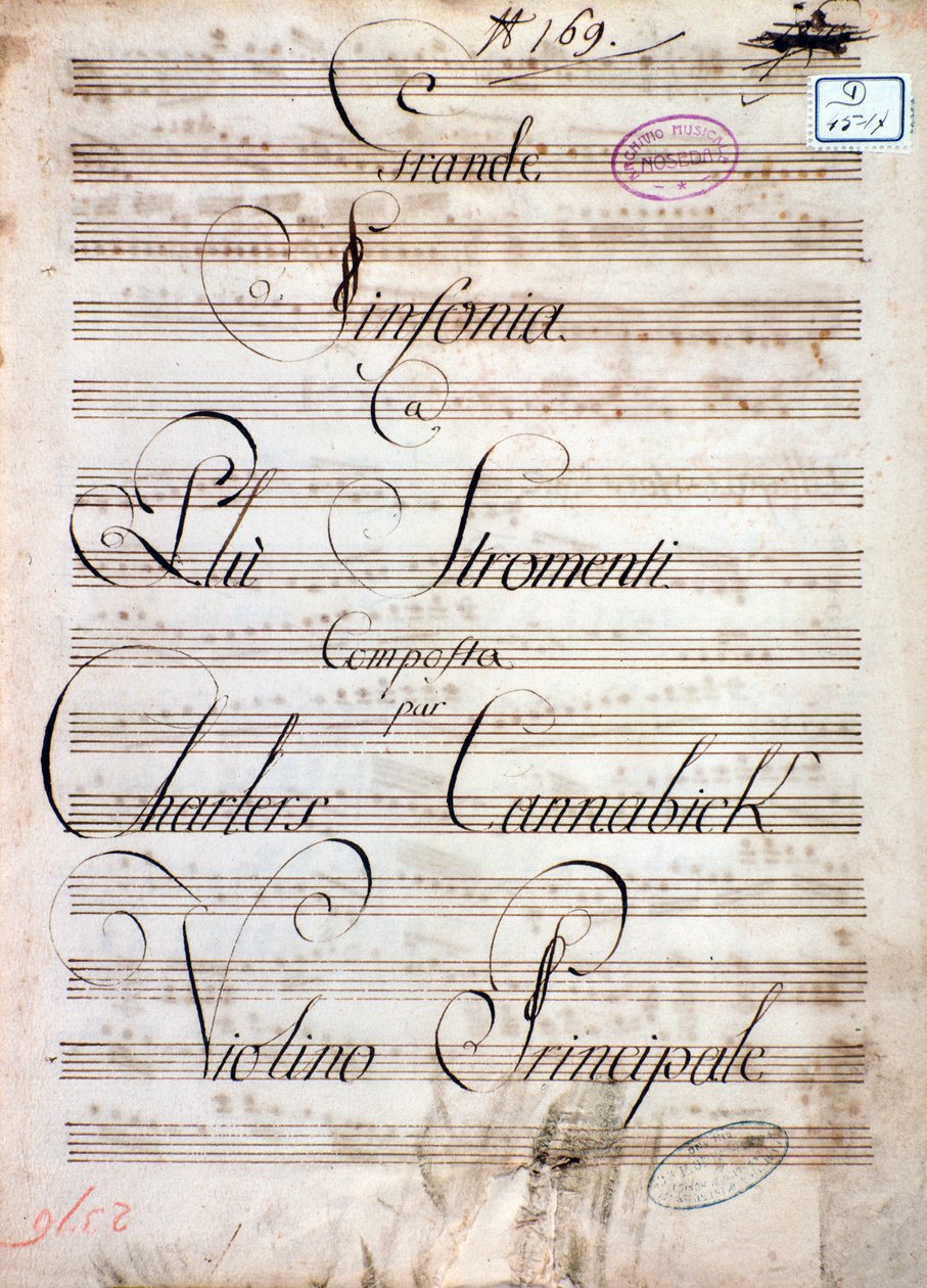 První strana notového záznamu Velké symfonie (op. 8) od Carla Augusta Cannabicha od Unknown artist