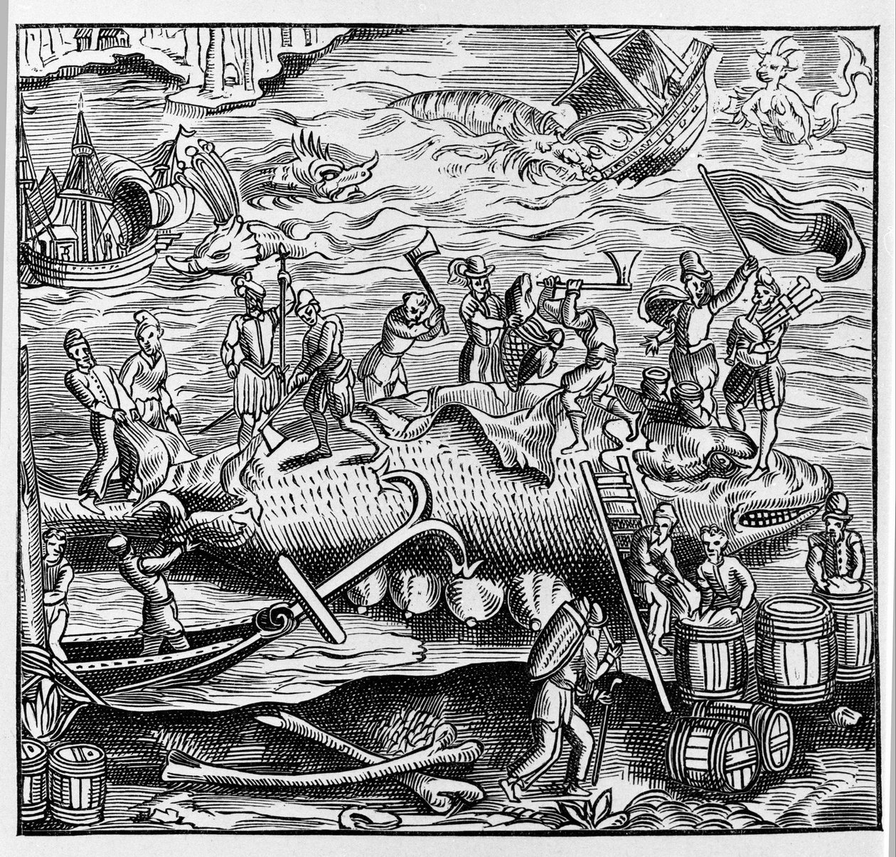 Rybaření a lov velryb podle dřevorytiny z Thevetovy „Univerzální kosmografie“. Paříž 1575 od Unknown artist