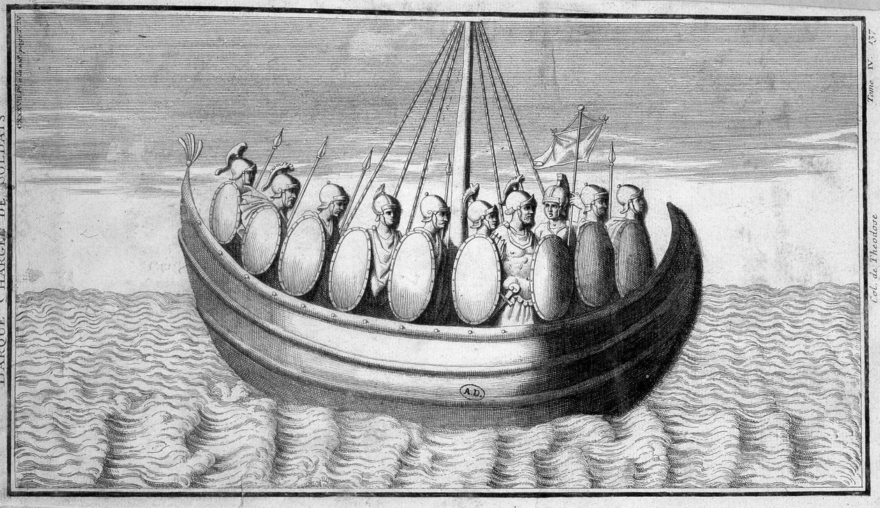 Flotila římských vojáků - rytina od Unknown artist