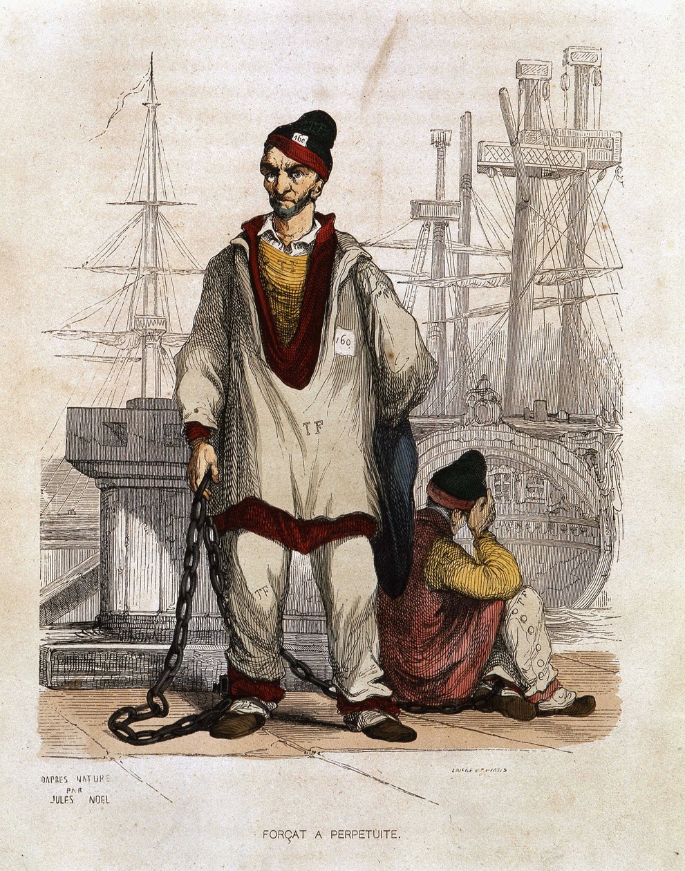 Odsouzený v peritě - v „“ Les Bagnes: historie, typy, mravy, tajemství“ od Maurice Alhoye, ed. Gustave Havard, Paříž od Unknown artist