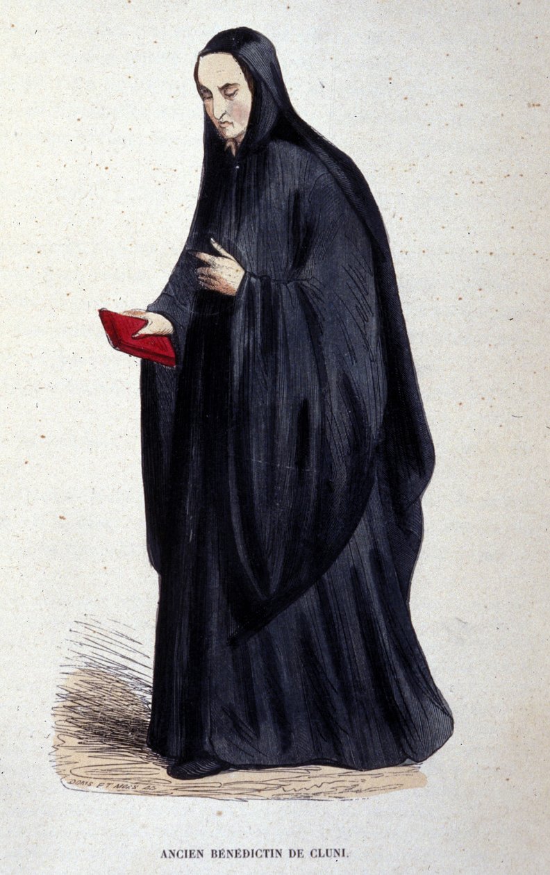 Bývalý benediktin Cluny. Rytina z alba o řeholních řádech, Paříž od Unknown artist