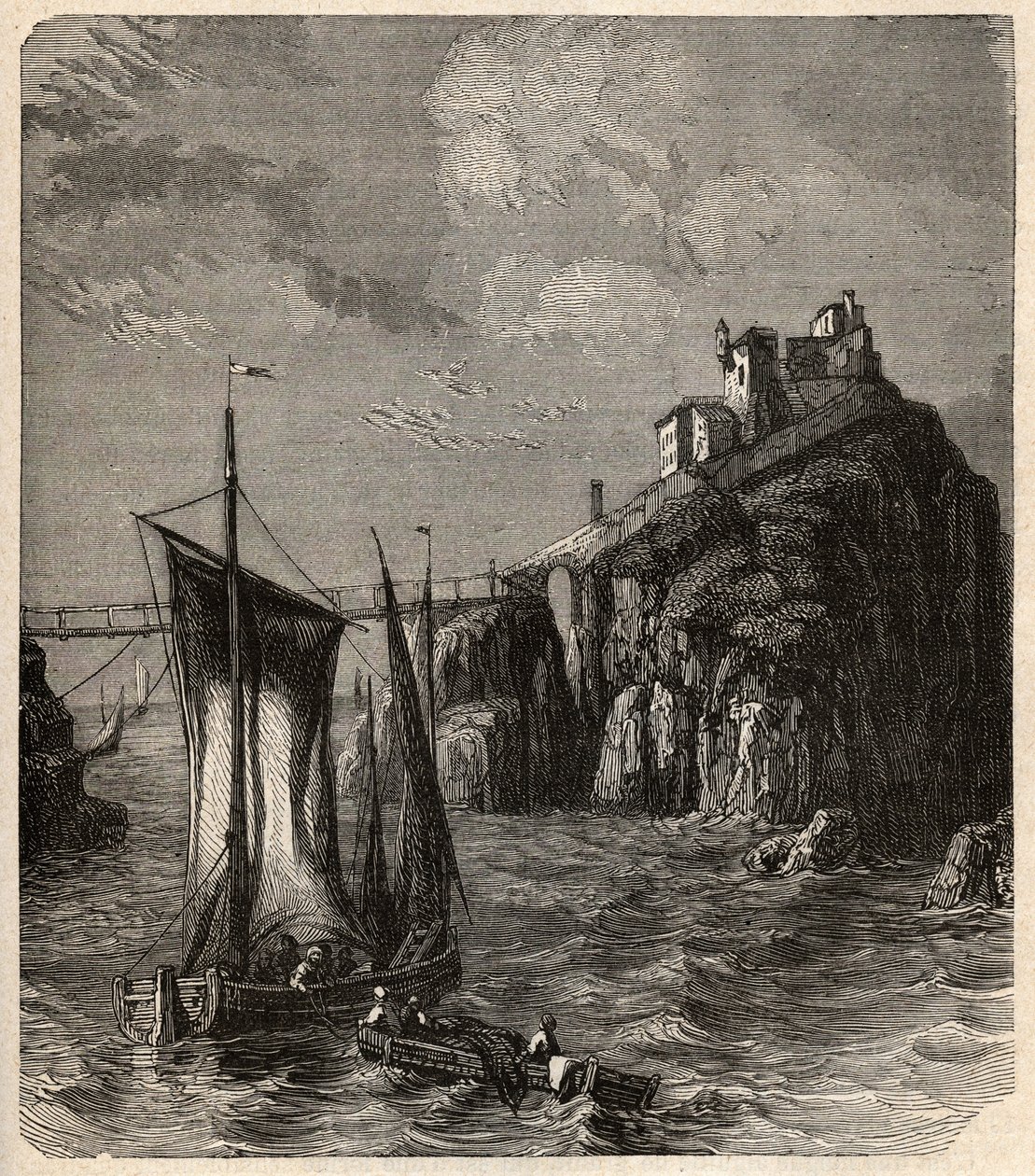Fort de Bertheaume - Plougonvelin - Finistere - rytina “” PATRIE”” - PECTURESSE POPIS FRANCIE V 6 SVAZTECH LUCIEN HUARD - konec 19. stol. od Unknown artist