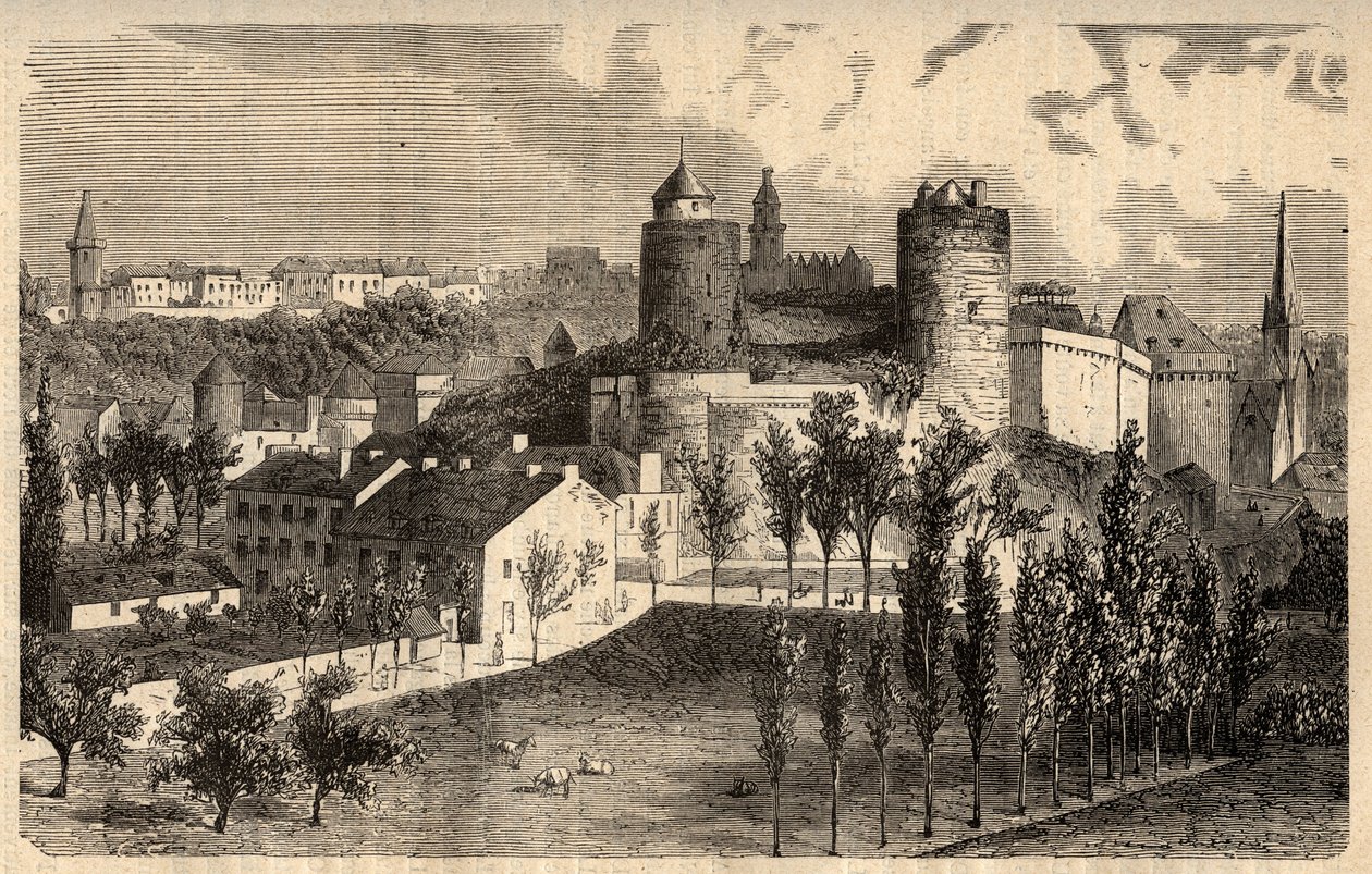 Fougeres celkový pohled - Bretaň - rytina „“ PATRIE“ - OBRÁZKOVÝ POPIS FRANCIE V 6 SVAZCH LUCIEN HUARD - konec 19. stol. od Unknown artist