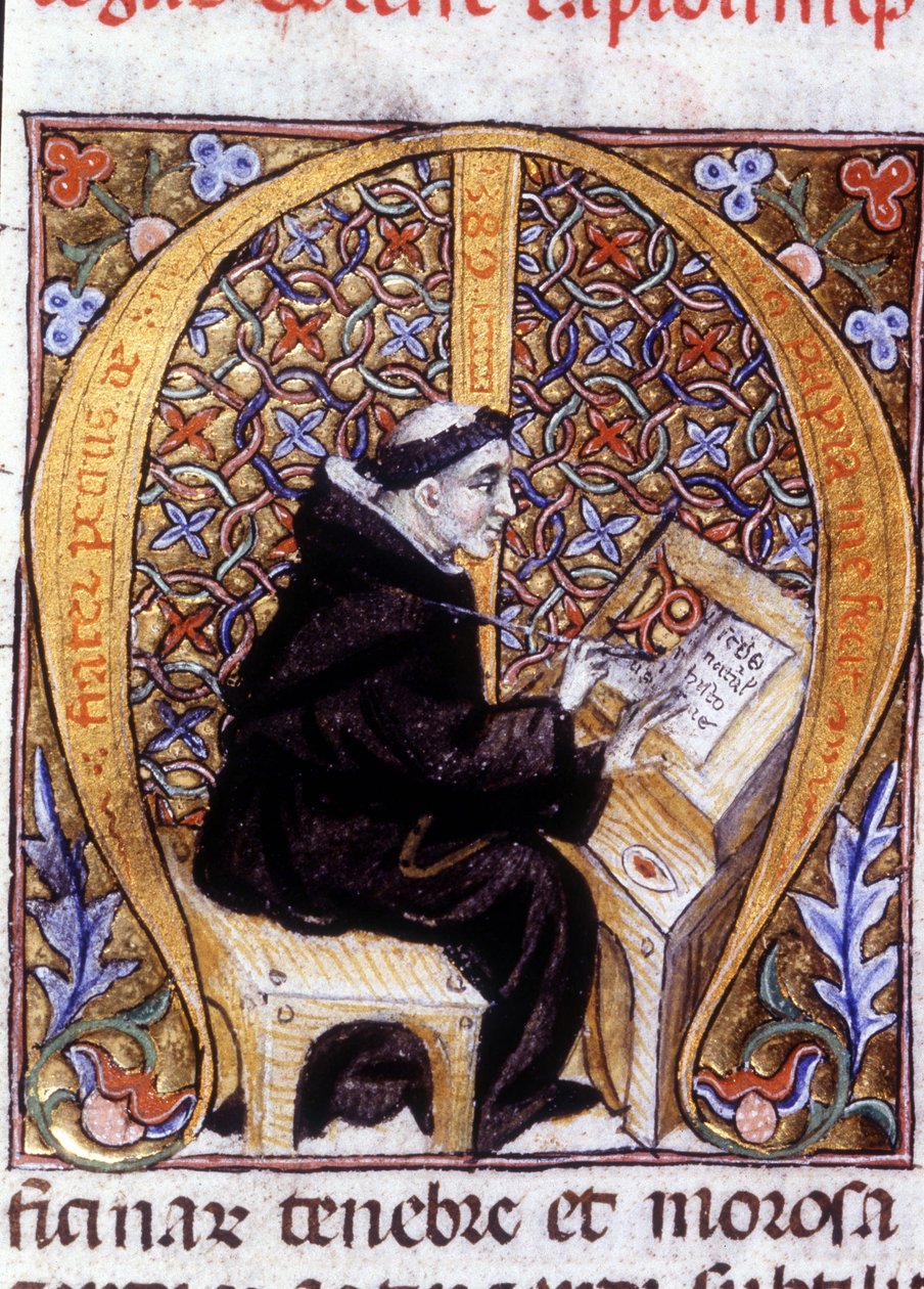 Fra Pietro di Pavia (Frere Pierre de Pavia), opisovač v práci („M“). Rukopis 14. století. od Unknown artist