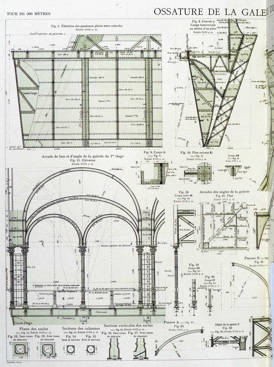 Rám galerie v prvním patře Eiffelovy věže - průmyslový design od Unknown artist