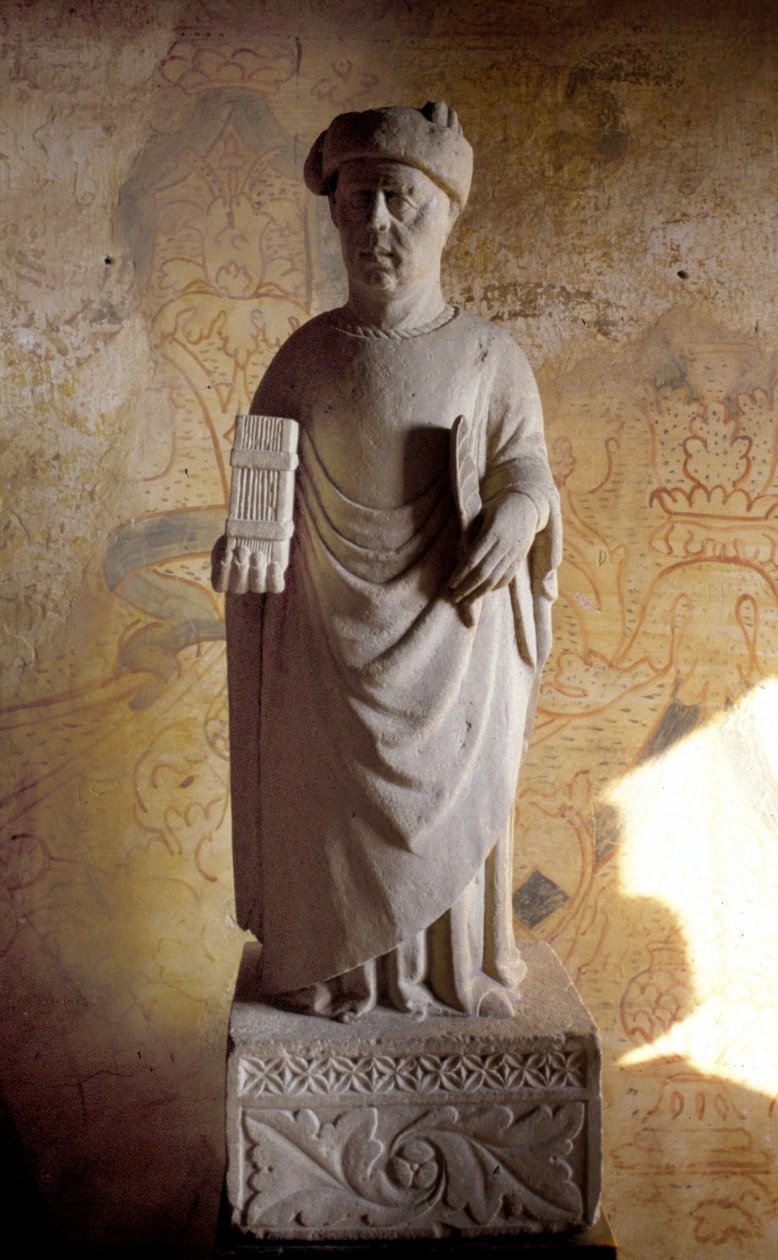 Francesco Petrarca (1304 - 1374) (Petrarch), italský básník. Socha ze 14. století. Petrarchův dům v Arquà nedaleko Padovy. od Unknown artist