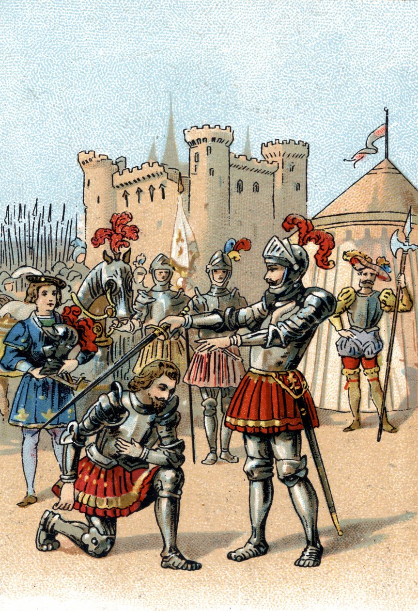 František I. Francouzský žádá o pasování rytíře Bayarda na rytíře po vítězství v bitvě u Marignana v Itálii od Unknown artist