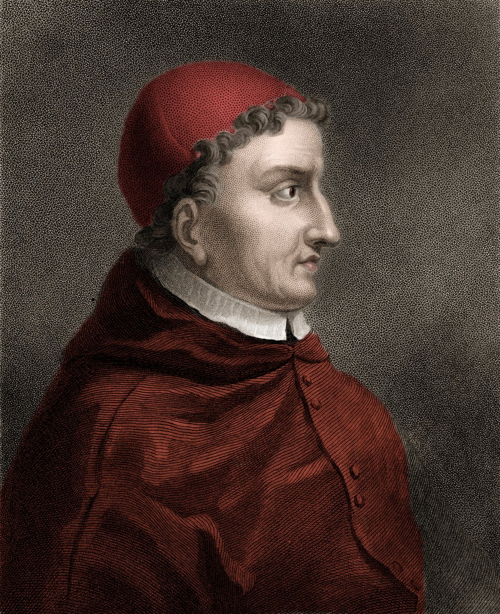 Francisco Jimenez de Cisneros (Gonzalo Jimenez de Cisneros) (1436-1517) kardinál, náboženský reformátor a španělský státník - Rytina 19. stol. od Unknown artist