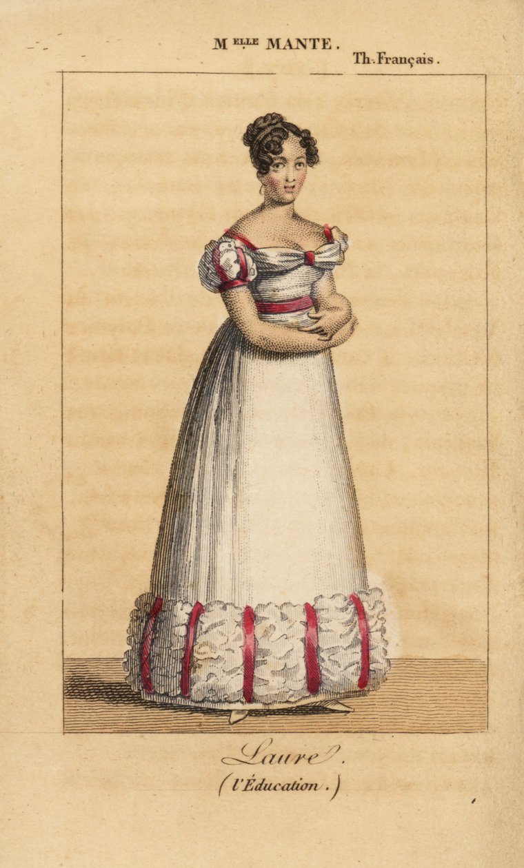 Francouzská herečka Louise-Charlotte-Theophile-Delphine Escoffie nebo Mlle Mante jako Laure ve hře L’Education ou les Deux Cousines od Casimira Bonjour v Theater Francais od Unknown artist