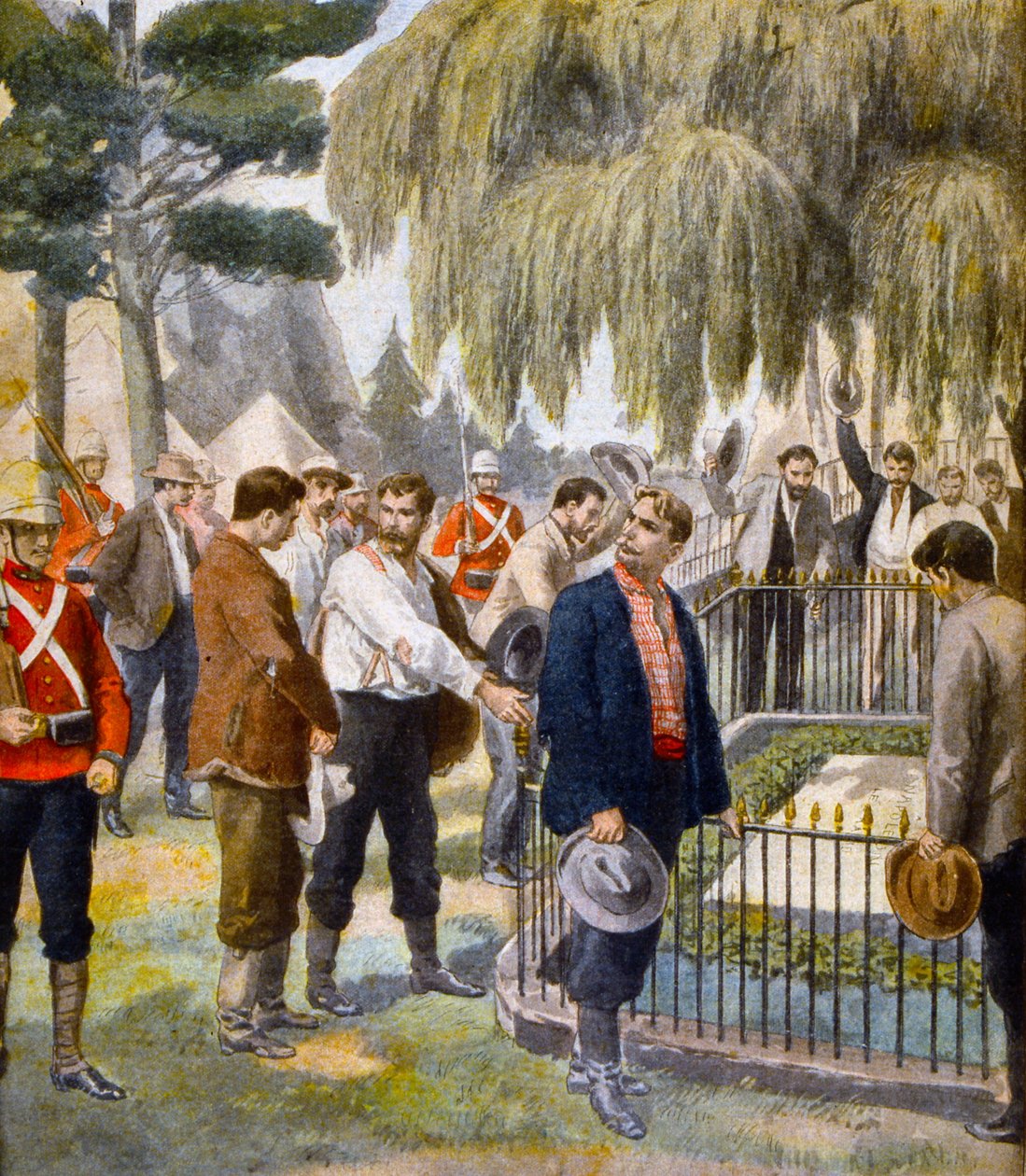 Francouzští váleční zajatci deportovaní na ostrov Svatá Helena za boj na podporu Búrů během búrské války. od Unknown Artist