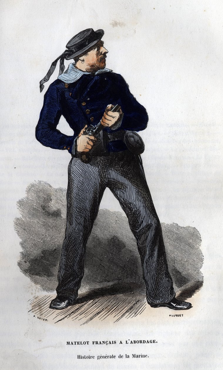 Francouzský námořník připraven ke srážce. v „Obecné historii námořnictva“ od Van Tenaca od Unknown artist