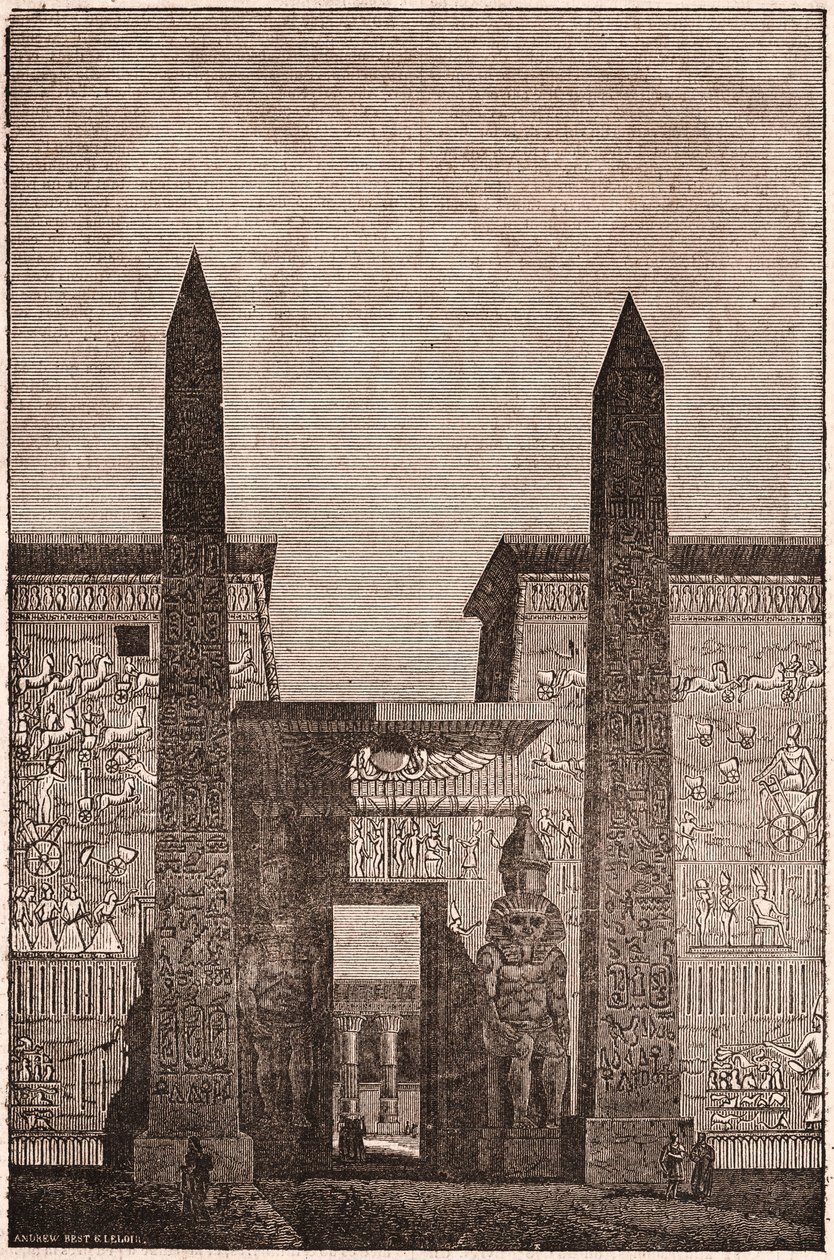 Čelní pohled na rekonstrukci Luxorských obelisků v Egyptě od Unknown