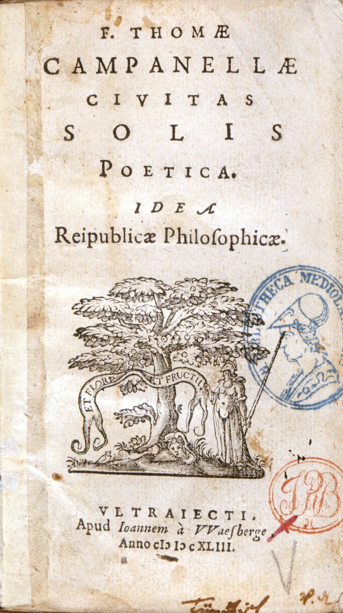 Frontispis „The City of the Sun Poetry“. Idea filozofické republiky"" od Tomaso Campanella od Unknown artist