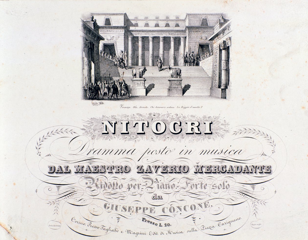 Frontispice of Nitocri, dílo Mercadante od Unknown artist