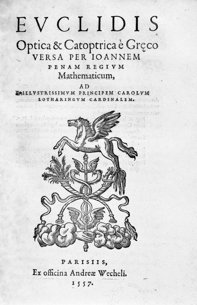 Frontispice „Optica & Catoptrica...“ od Euklida od Unknown artist