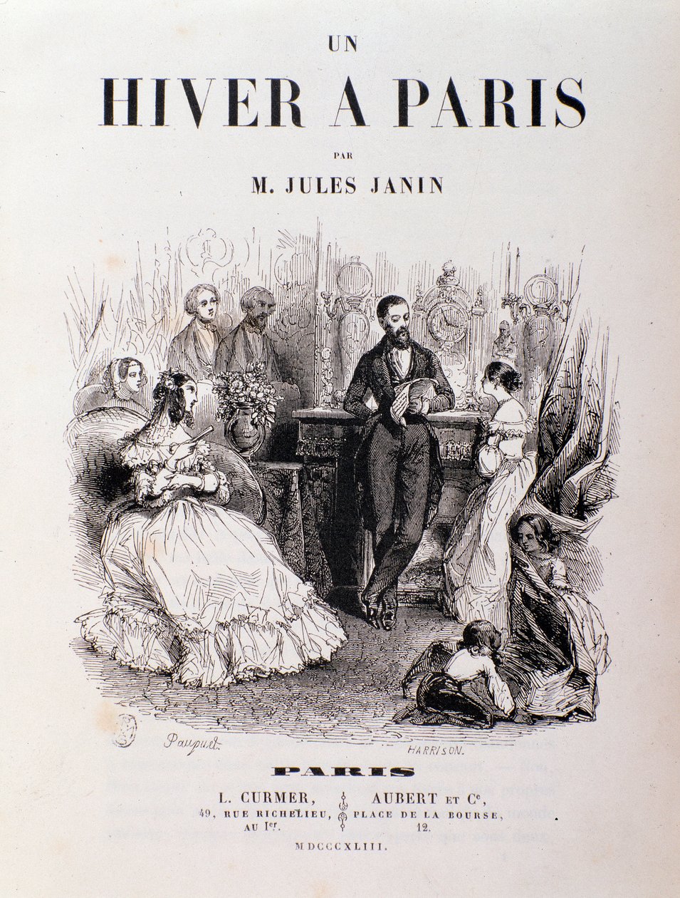 Frontispis „Un hiver à Paris““ od Julese Janina, Pařížané se setkali v salonku během recepce. 1843 Soukromá sbírka od Unknown artist