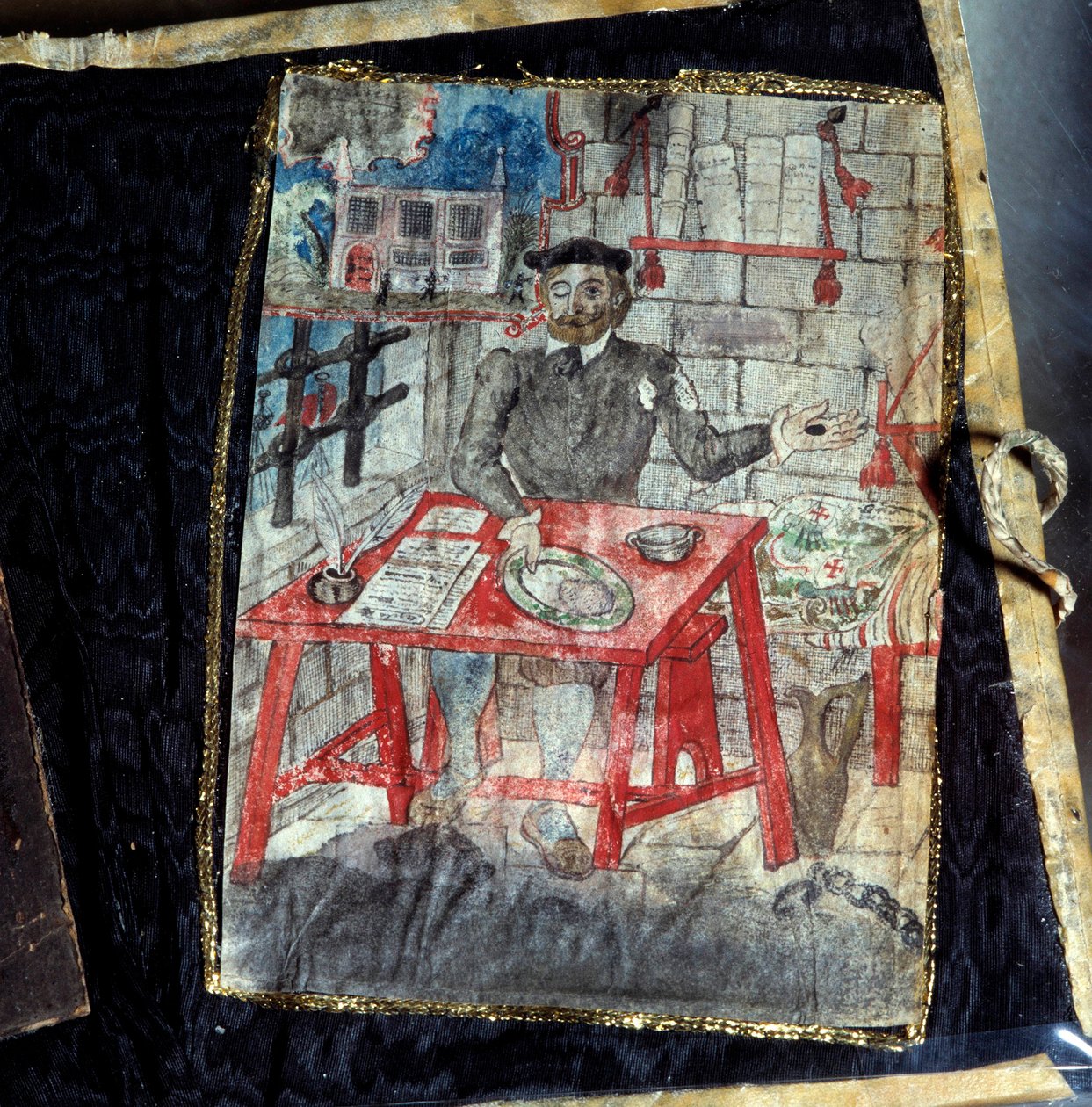 Frontispice sbírky básní portugalského básníka Luise Vaz de Camoes, známého jako Camoans (1525-1580). Básník je tam uvězněn. Lisabon, Národní muzeum starověkého umění od Unknown artist