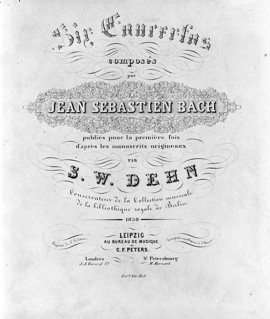 Frontispice partitury šesti koncertů Jeana Sebastiena Bacha (Johann Sebastian Bach od Unknown artist