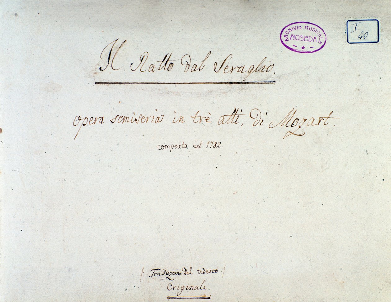 Frontispis pro Únos ze seraglia, opera od Mozarta, verze Lichtenthal (1838) od Unknown artist