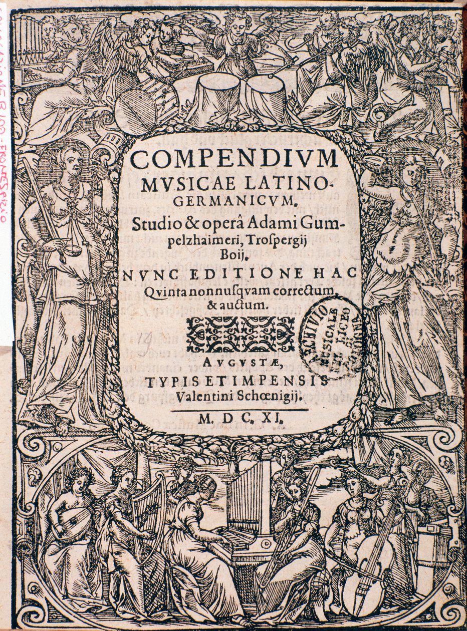 Frontispis kompendia hudby od Adama Gumpelzhaimera od Unknown artist