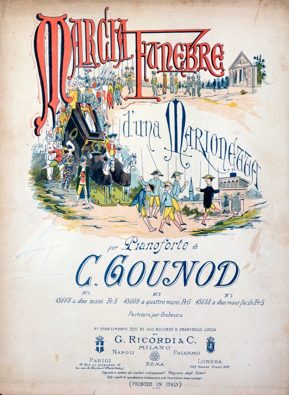Frontispis Pohřebního pochodu loutky od Charlese Gounoda od Unknown artist