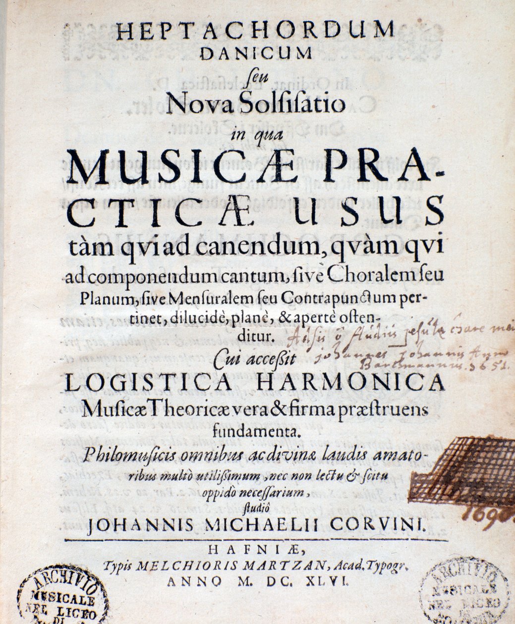Frontispis Heptachordum danicum od Johna Michaela Corvina od Unknown artist