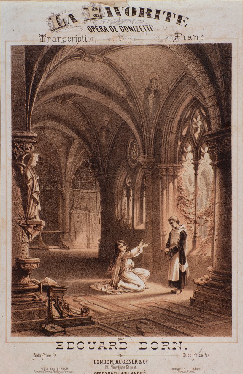 Frontispis La favorite, opera Gaetana Donizettiho (rytina od Unknown artist
