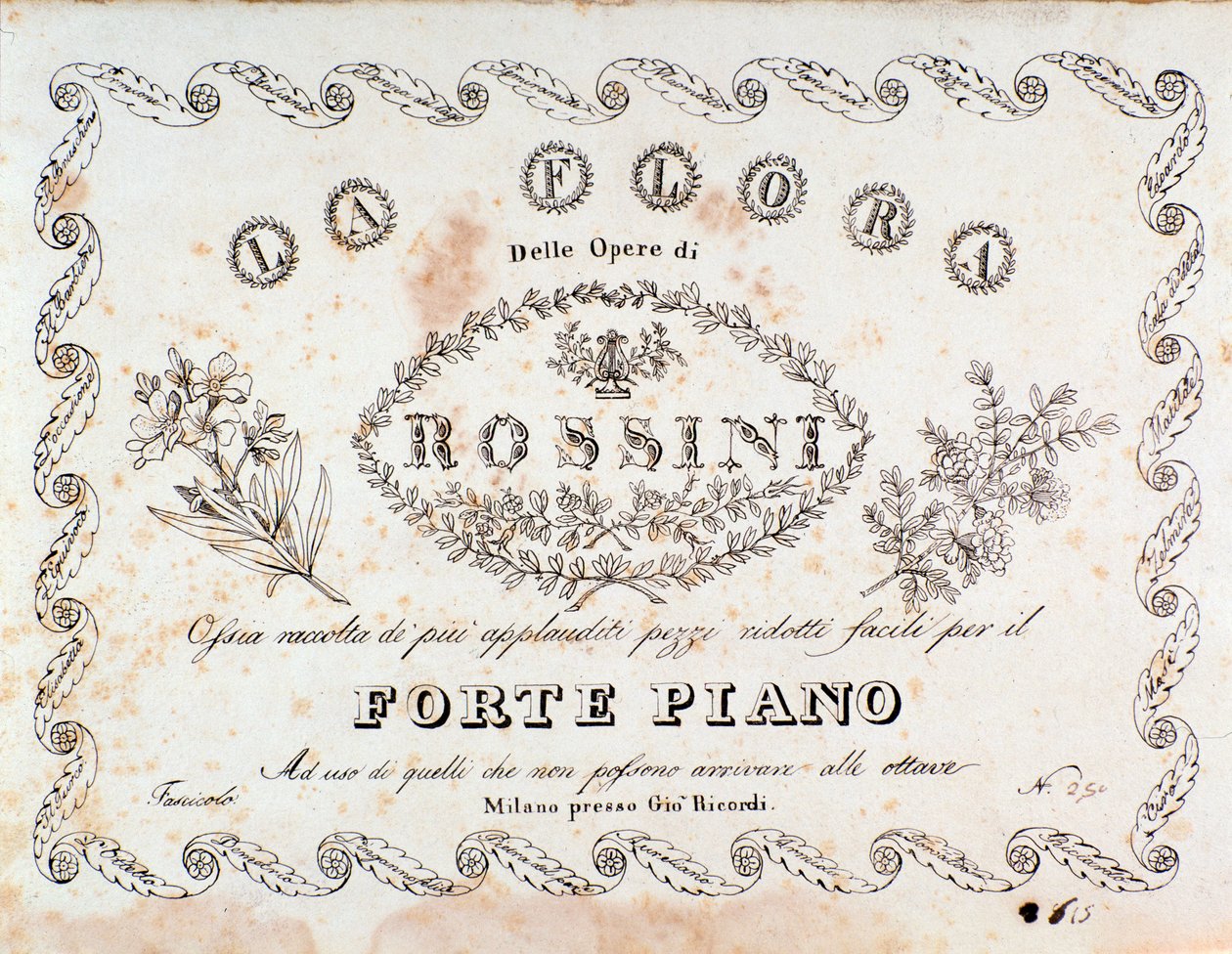 Frontispiece of La flora kompendium nejslavnějších skladeb (ve fortepiano verzi) od Gioacchina Rossiniho od Unknown artist