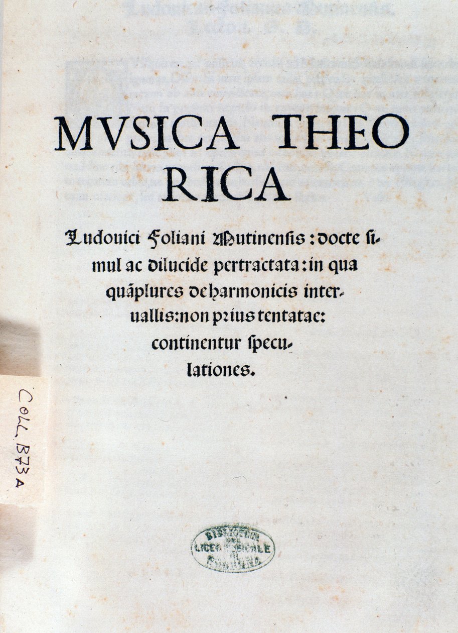 Frontispis Musica Theorica od Ludovica Folianiho (rytina od Unknown artist