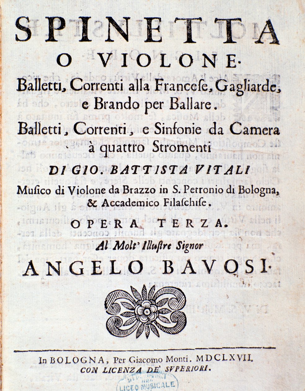 Frontispis partitury baletů, francouzské proudy opus 3 od Giovanniho Battisty Vitaliho (litho) od Unknown artist