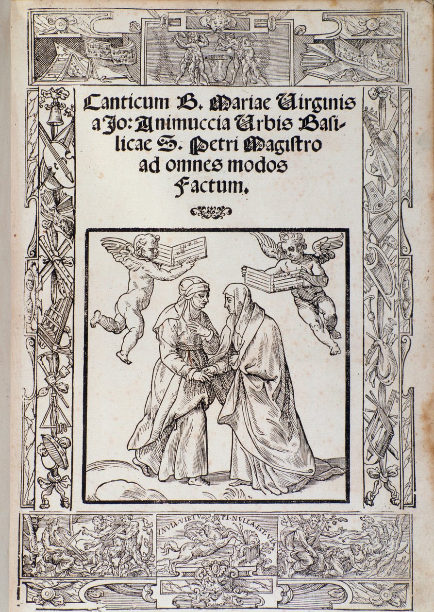 Frontispis hudební partitury „“ Chvalozpěv Blahoslavené Panny Marie“ od Giovanni Animuccia od Unknown artist