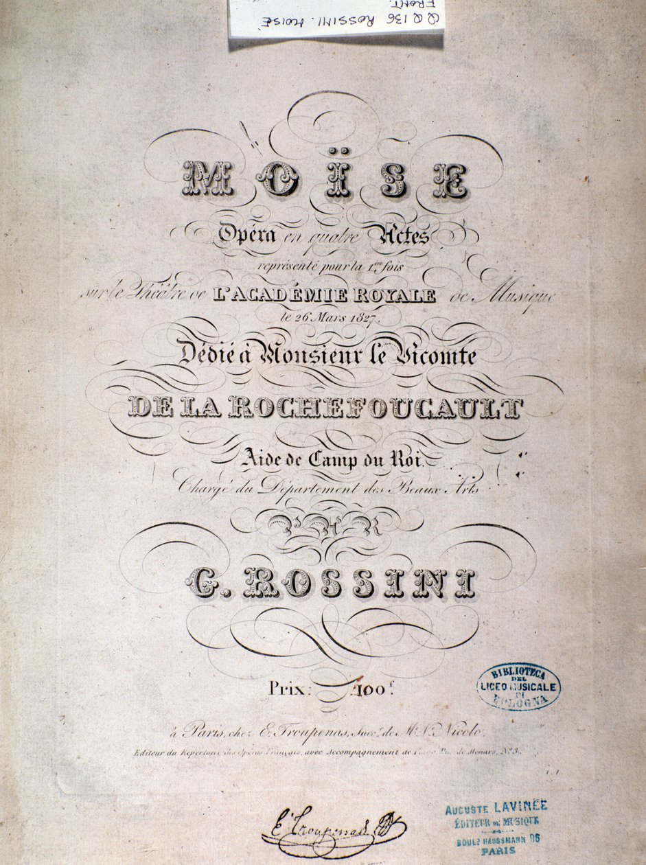 Frontispis partitury Mojžíš v Egyptě od Gioacchina Rossiniho od Unknown artist