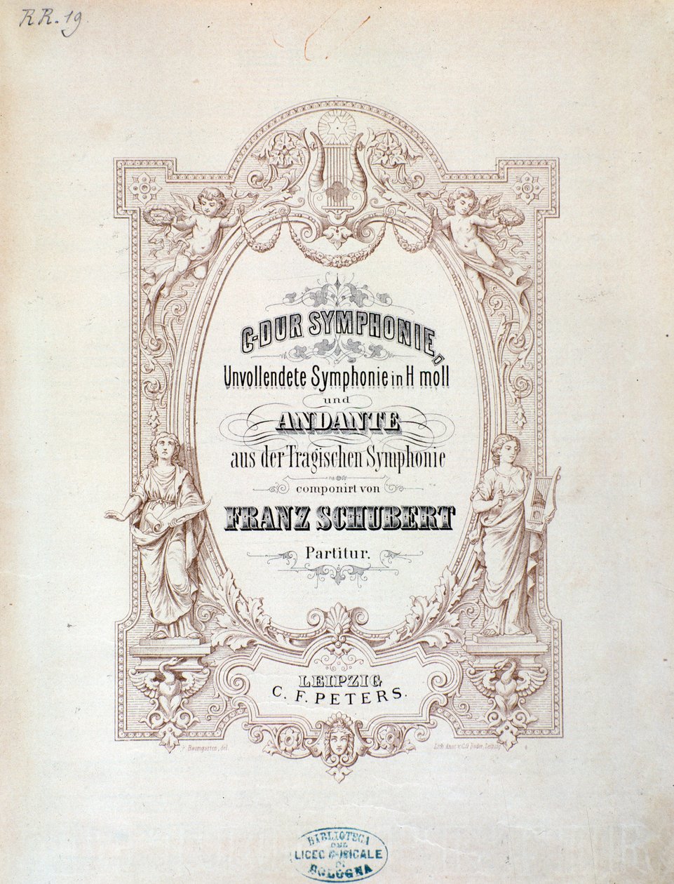 Frontispis partitury Nedokončené symfonie Franze Schuberta od Unknown artist