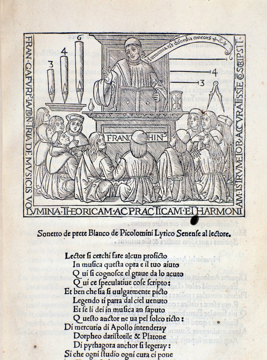 Frontispis andělského a božského hudebního díla Franchina Gaffuria od Unknown artist