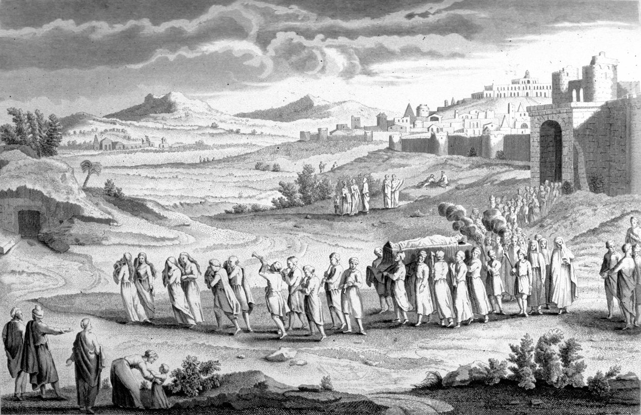 Pohřeb podle hebrejského obřadu. 19. století rytina. od Unknown artist