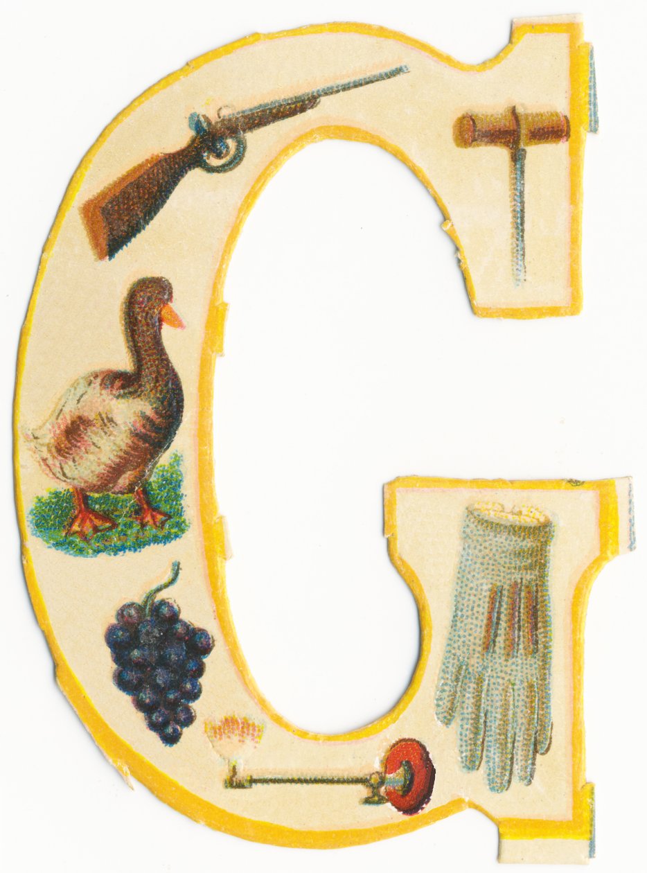 G: pistole, gimlet, husa, hroznové víno, plynová lampa, rukavice (barva litho) od Unknown artist